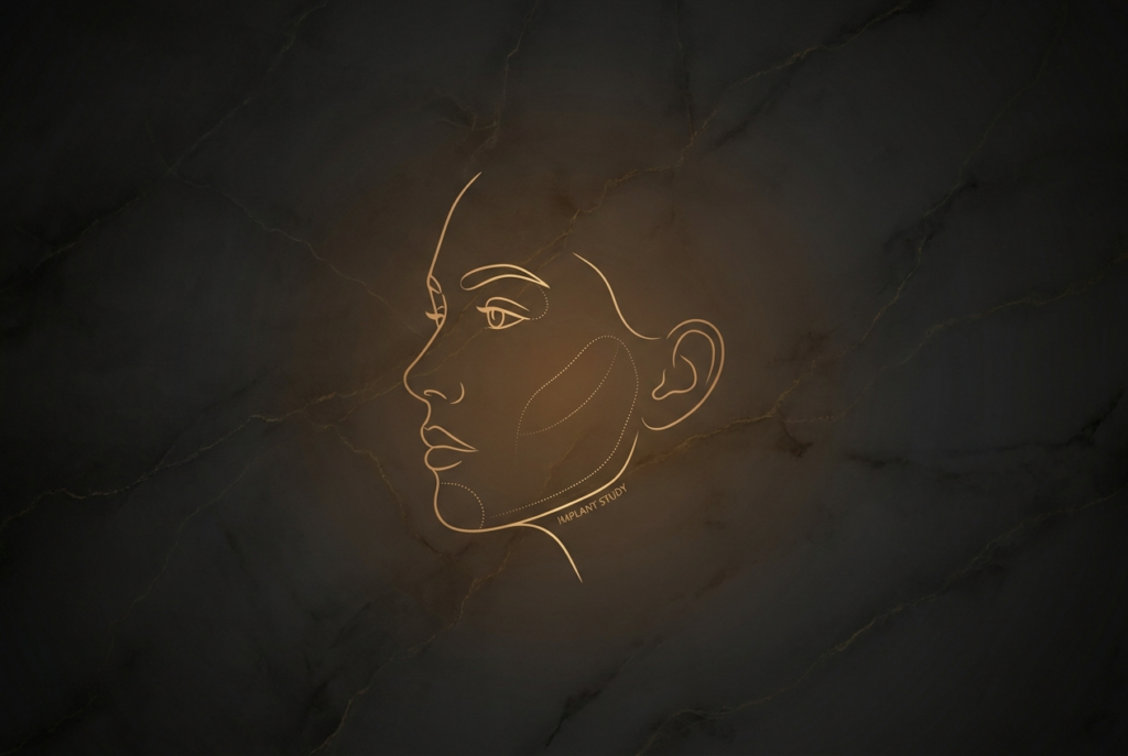 Gold line facial profile suggesting enhanced cheek and chin definition